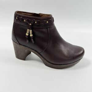 Dansko Women's Dark Brown Leather Ankle Booties